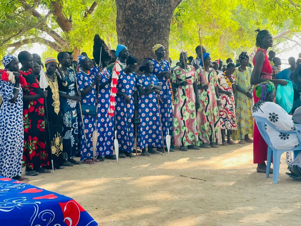 Women assembled in matching dress